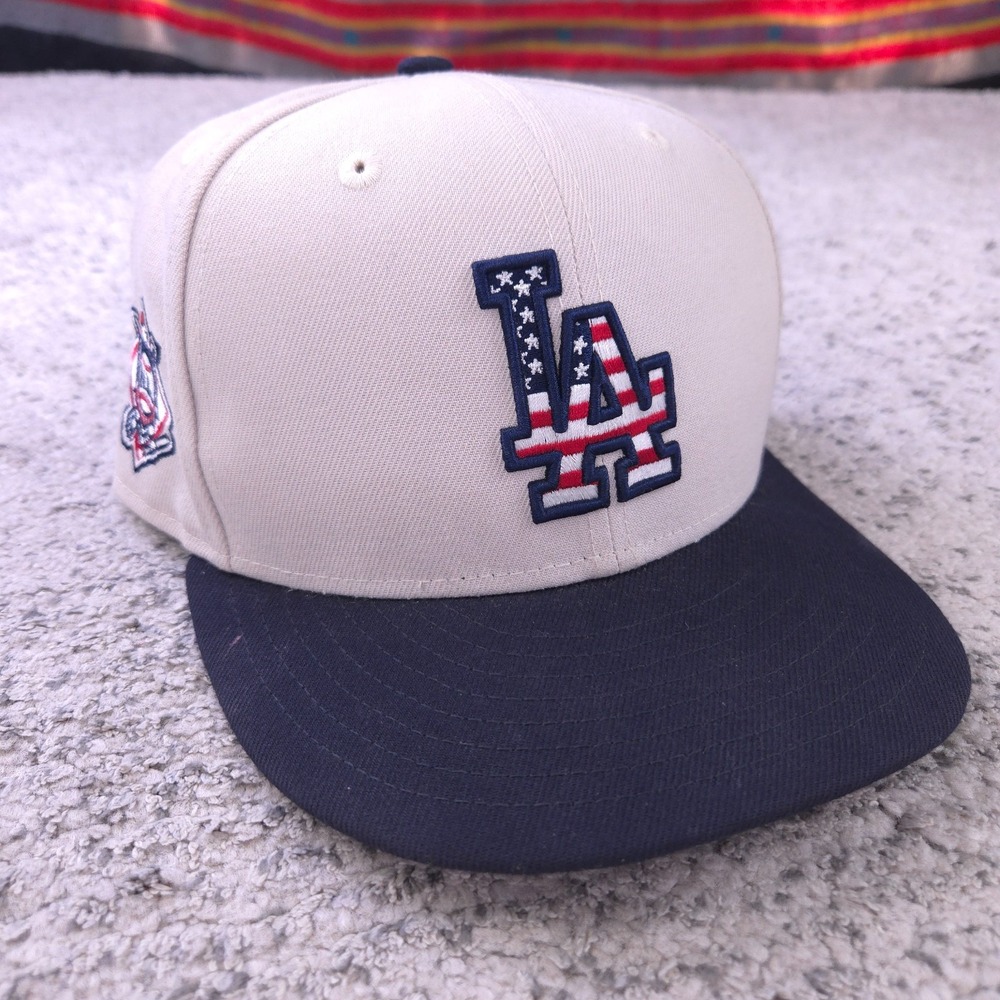 Los Angeles Dodgers Hat Size 7 3/4 New Era Fitted 59Fifty USA Flag Logo LA